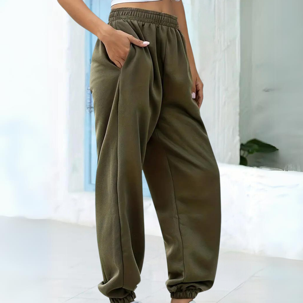 Women's Pull-On Jogger Sweatpants – High Waist Cuffed Ankle Lounge Casual