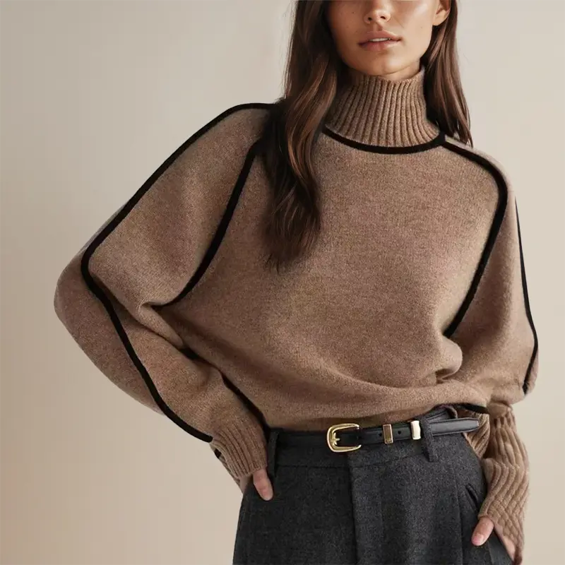 Women's Ribbed Turtleneck Sweater – Long Sleeve Knit Office