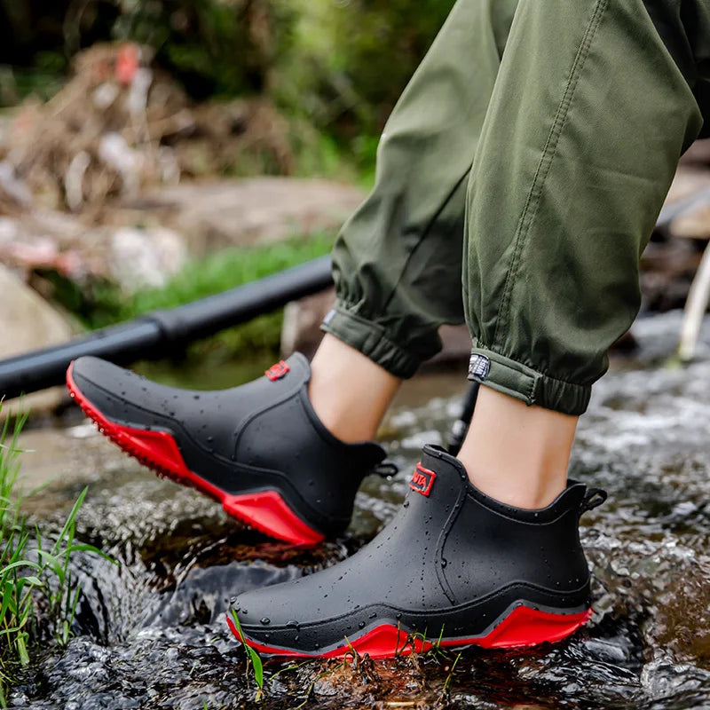 Women's Slip-On Waterproof Rain Ankle Boots – Lug Sole Outdoor Casual
