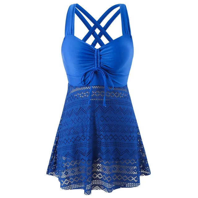 Women's Snake Print Tankini Set – Sweetheart Ruched Tie Front Swim Skirt