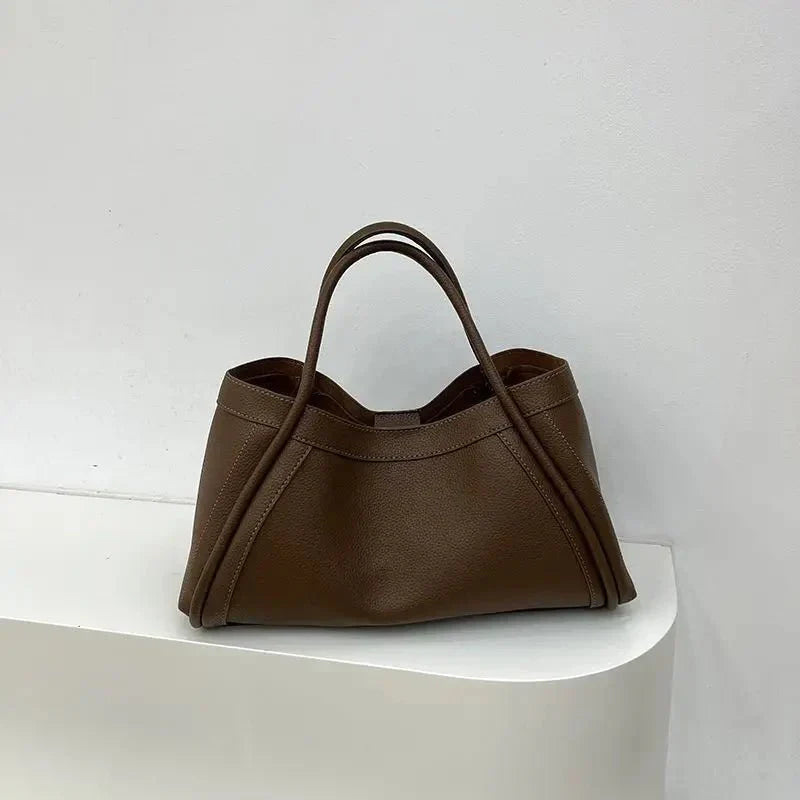 Women's Structured Carryall Shoulder Tote Bag – Open Top Pebbled Everyday