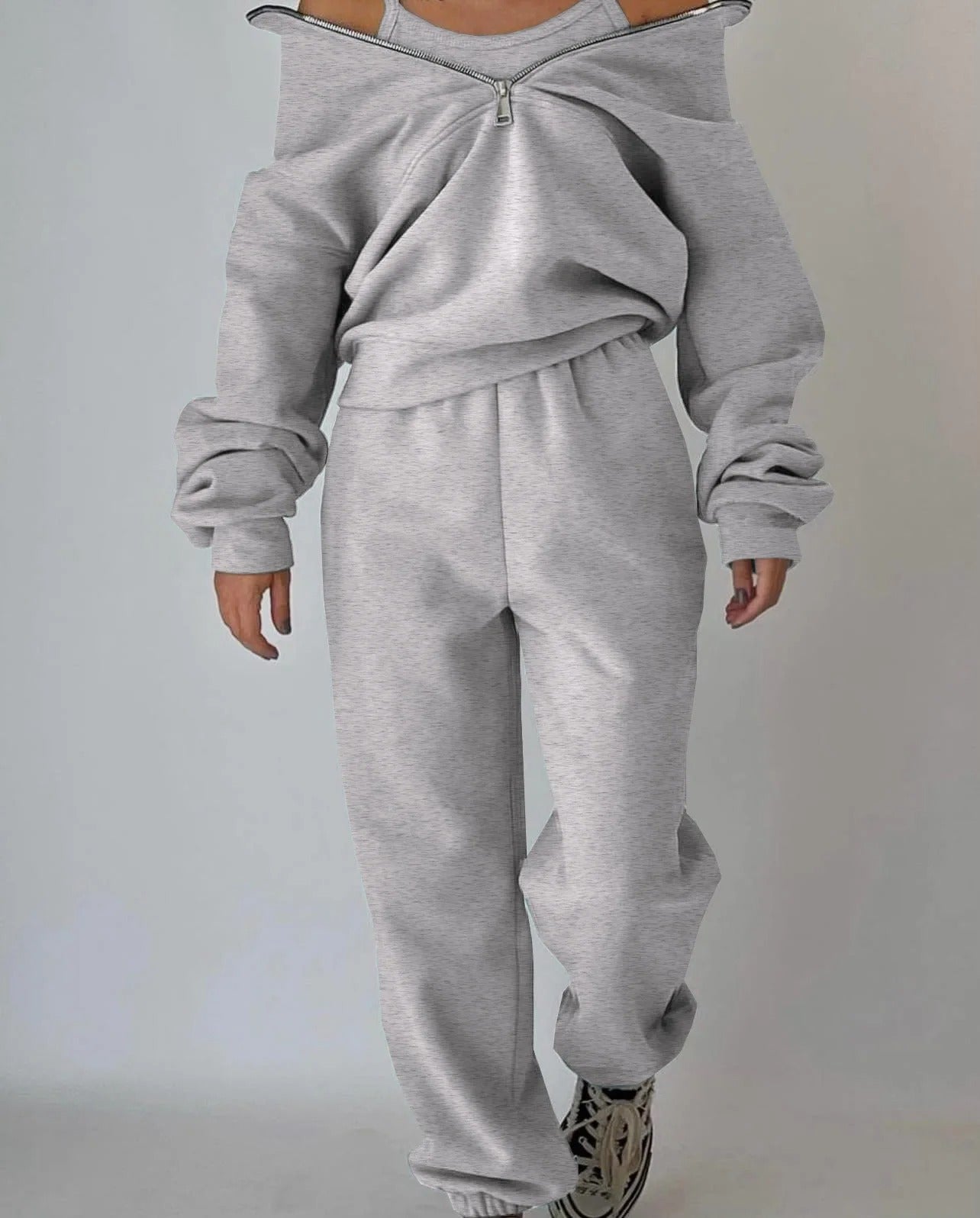 Women's Two Piece Tracksuit Set – Half Zip Mock Neck Jogger Casual