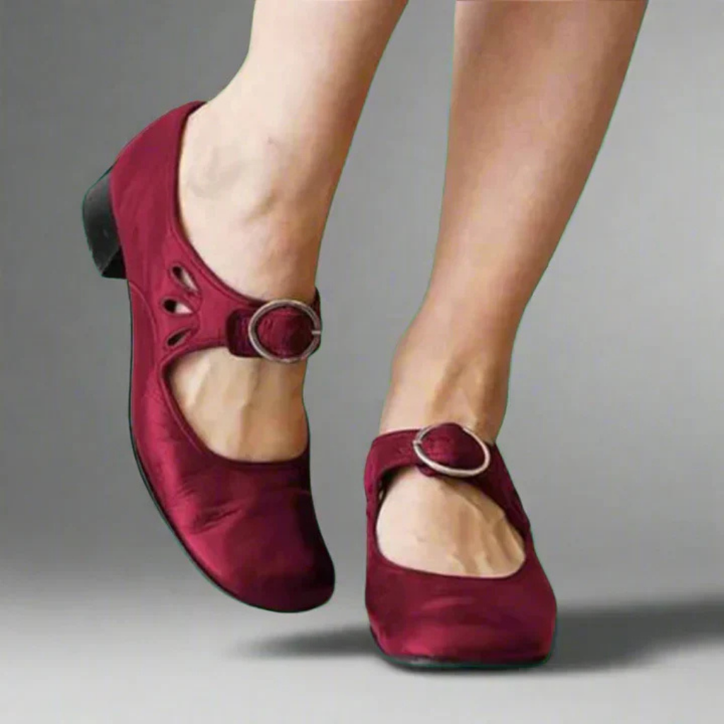 Women's Vintage Mary Jane Shoes – Round Toe Buckle Strap Low Block Heel