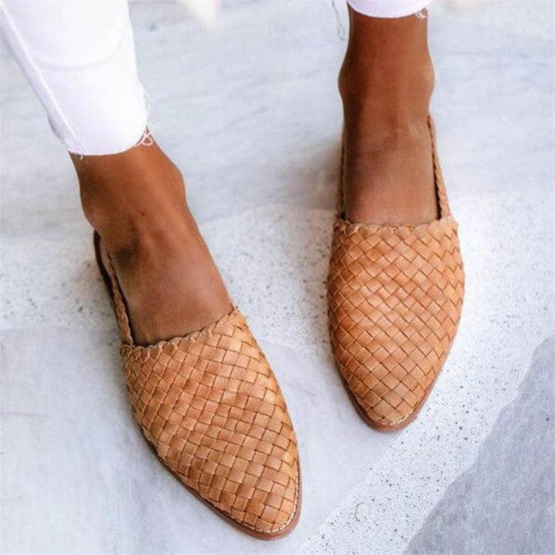 Women's Woven Slingback Loafer – Closed Toe Flat Buckle Casual Summer