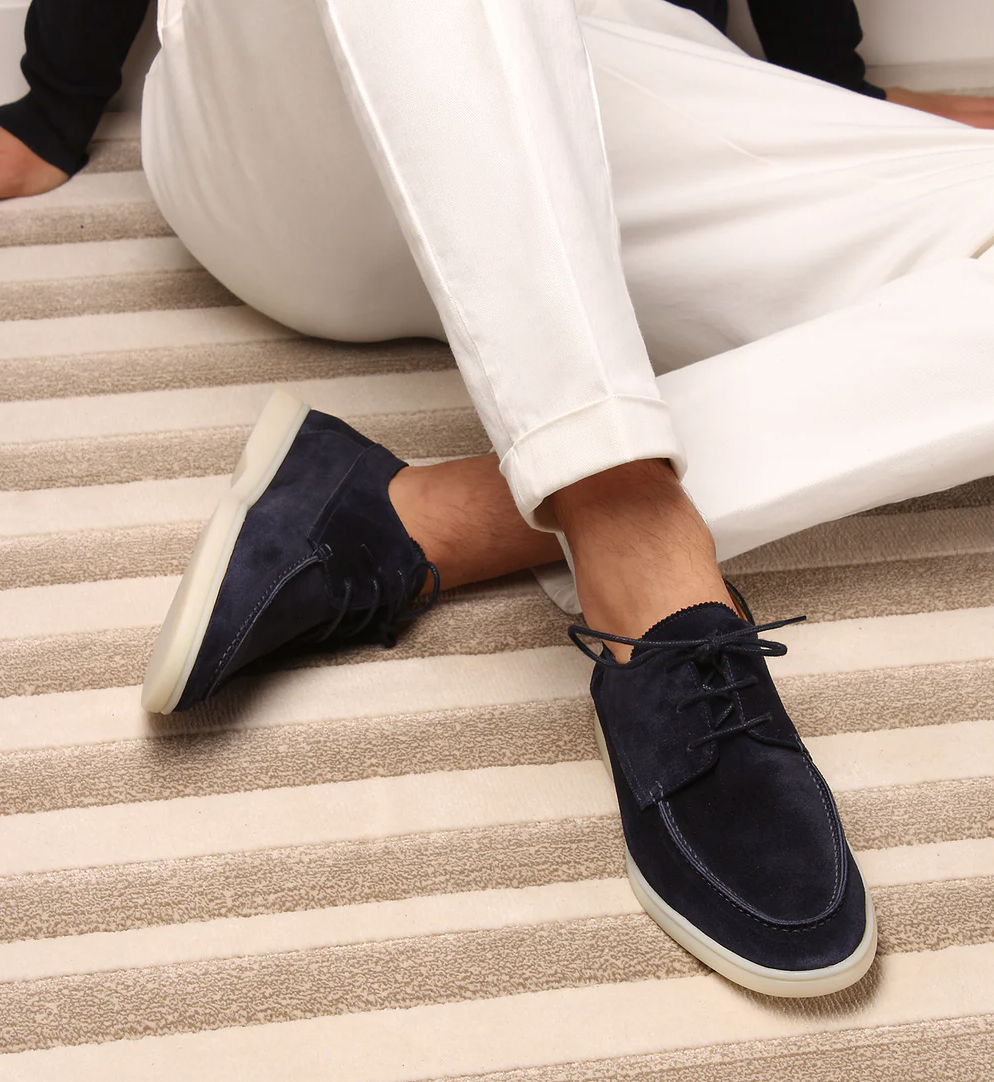 Men's Apron Toe Lace Up Loafer Shoes – Moc Toe Sneaker Sole Smart Casual