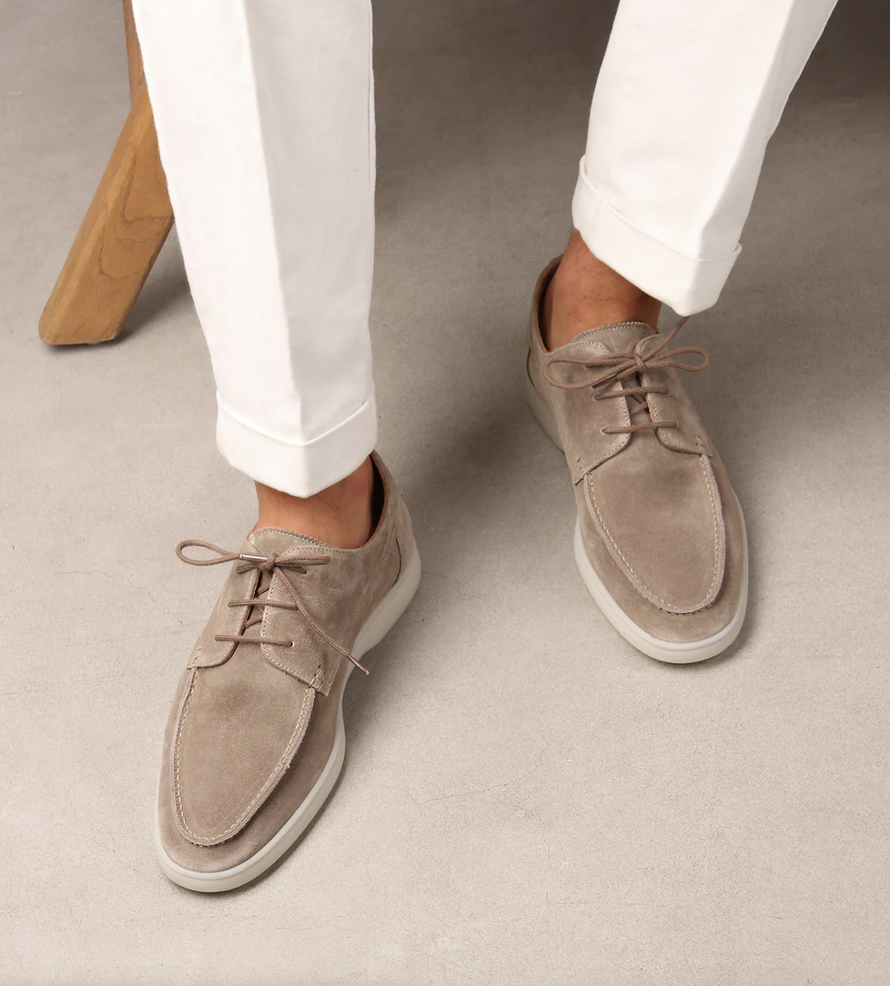 Men's Apron Toe Lace Up Loafer Shoes – Moc Toe Sneaker Sole Smart Casual