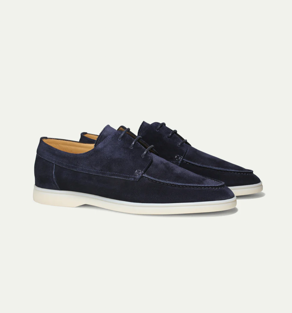 Men's Apron Toe Lace Up Loafer Shoes – Moc Toe Sneaker Sole Smart Casual