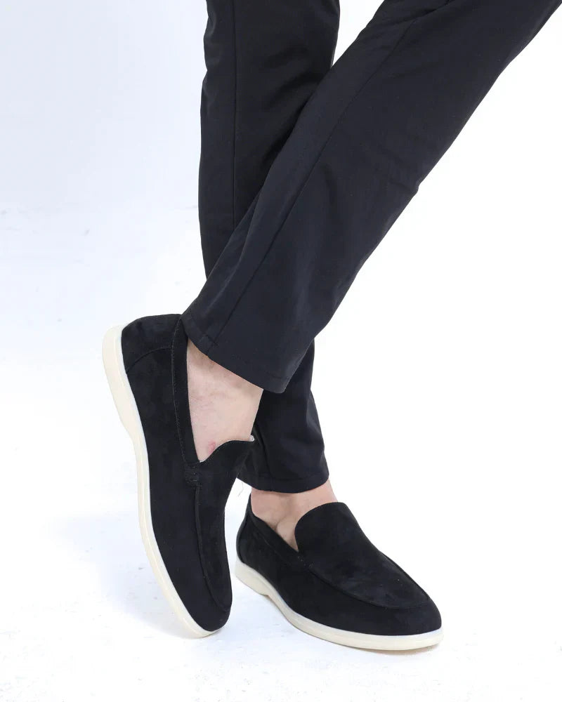Men's Apron Toe Slip On Loafer Shoes – Napped Upper Sneaker Sole Casual