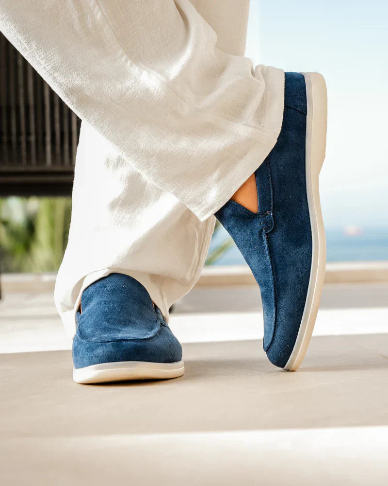 Men's Apron Toe Slip On Loafer Shoes – Napped Upper Sneaker Sole Casual