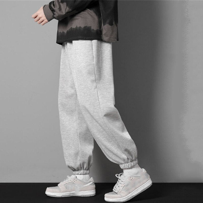Men's Baggy Sweatpants – Drawstring Waist Ribbed Cuff Ankle Streetwear Lounge