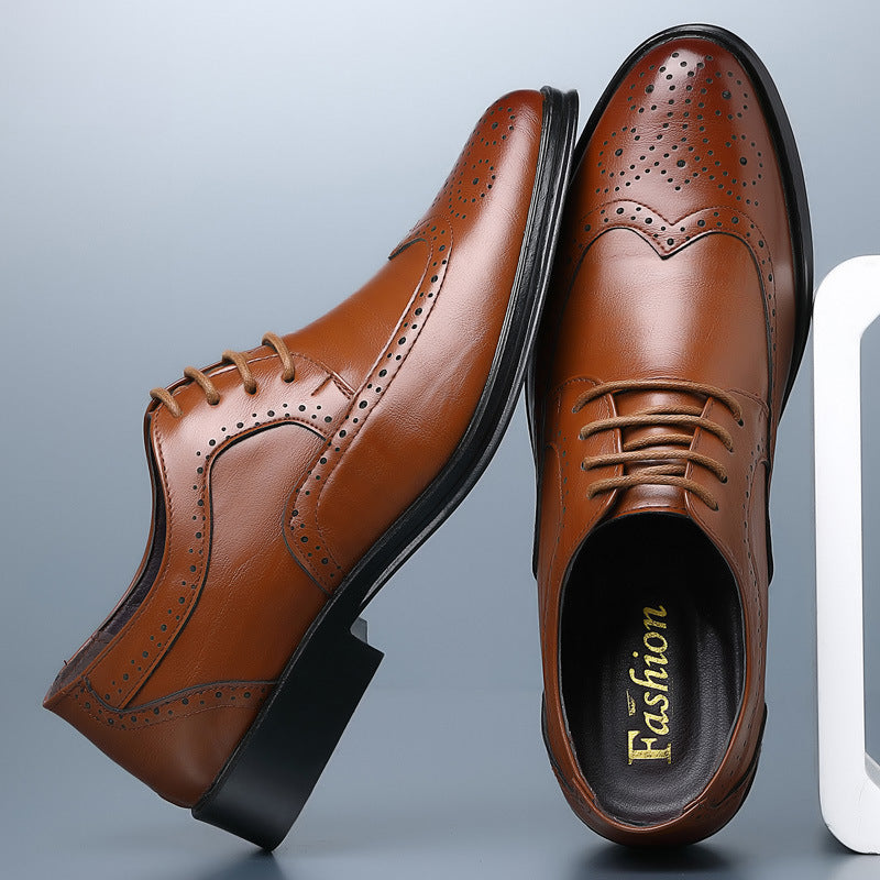Men's Brogue Wingtip Oxford Dress Shoes – Lace Up Perforated Formal Office