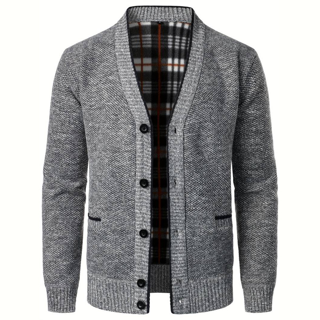 Men's Button Front V Neck Cardigan – Lined Long Sleeve Casual Everyday Wear