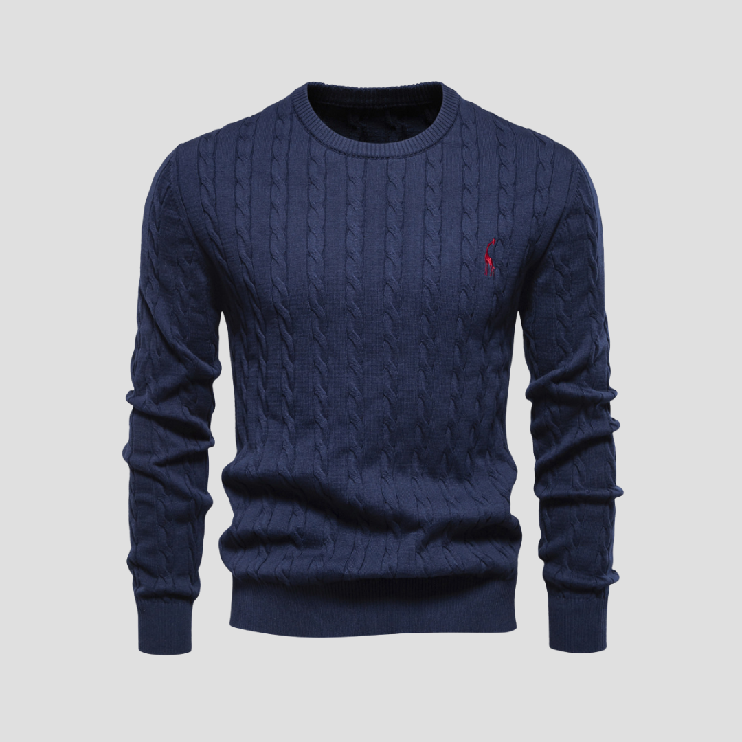 Men's Cable Knit Crew Neck Sweater – Long Sleeve Smart Casual Everyday Wear