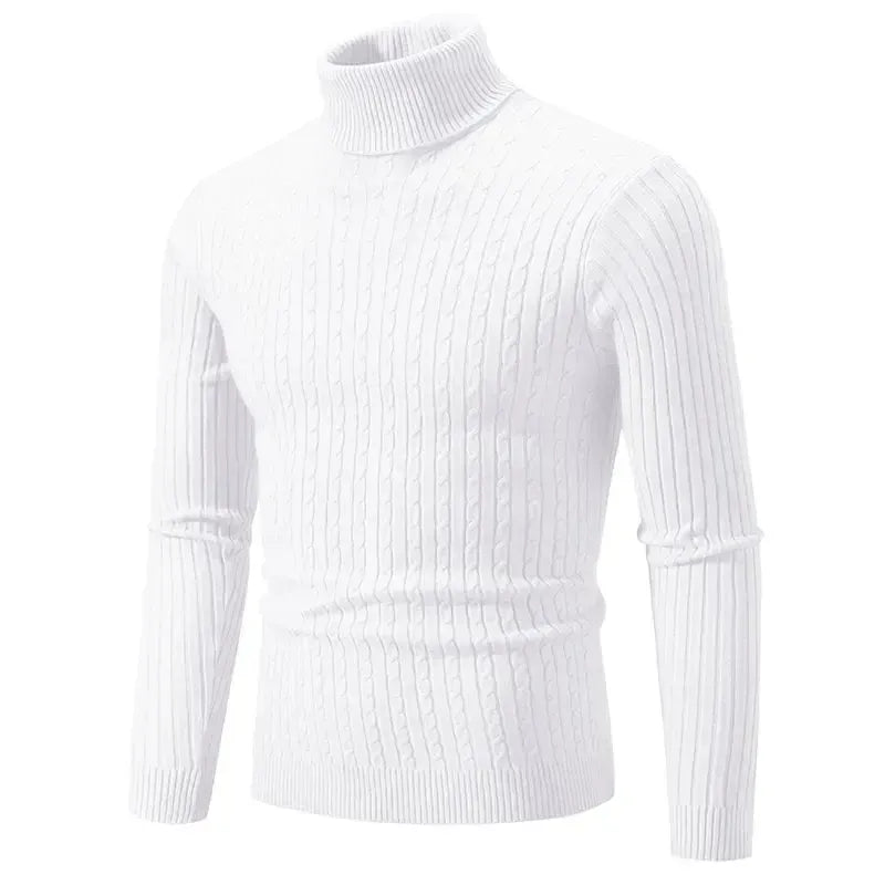 Men's Cable Knit Turtleneck Sweater – Long Sleeve Smart Casual Everyday Wear