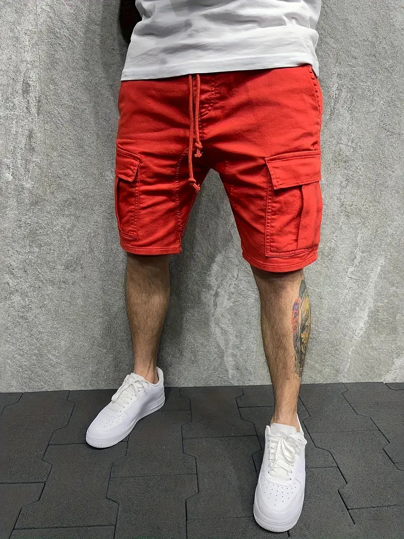 Men's Cargo Shorts – Drawstring Flap Pocket Mid Length Summer Casual
