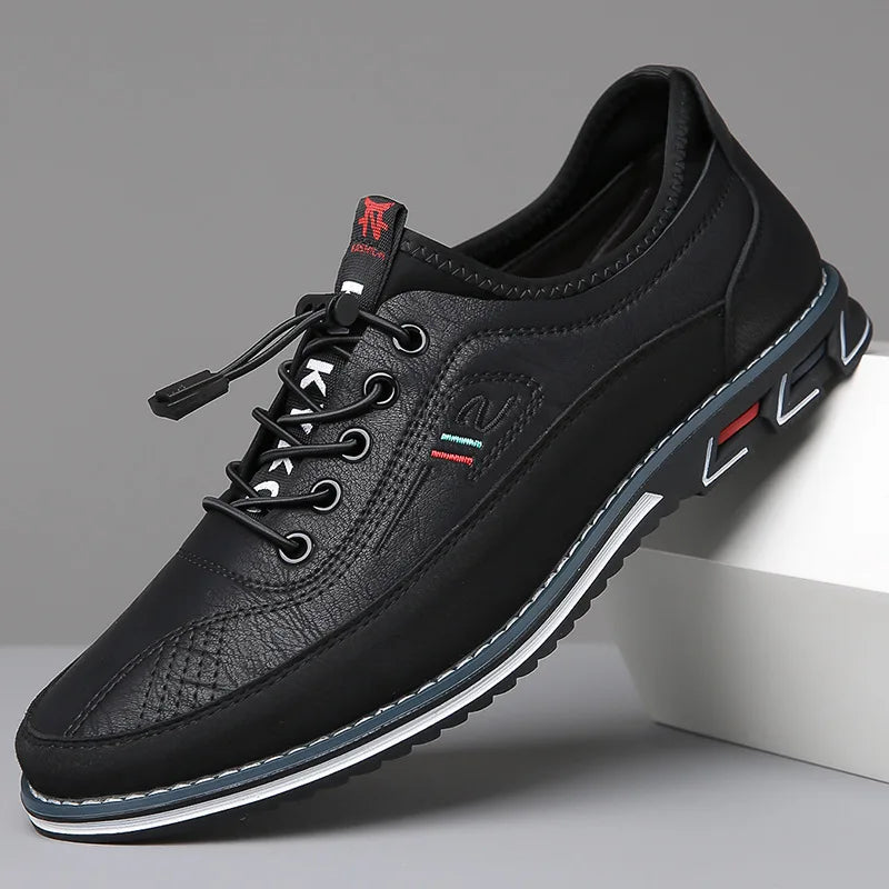 Men's Casual Lace-Up Low Top Shoes – Round Toe Stitched Panel Urban Walking
