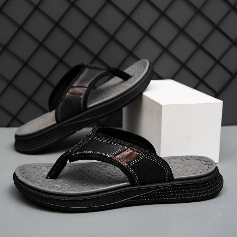 Men's Casual Open Toe Wide Strap Flip Flops – Thong Sandal Thick Platform Beach