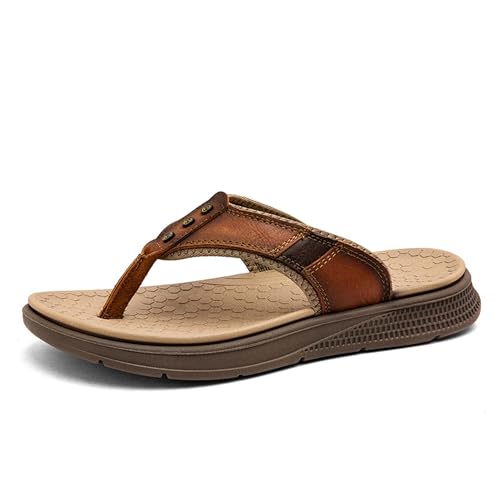 Men's Casual Open Toe Wide Strap Flip Flops – Thong Sandal Thick Platform Beach