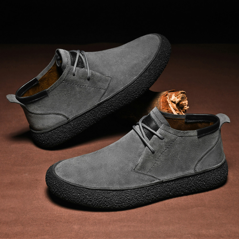 Men's Casual Suede Lace Up Ankle Shoes – Low Top Chukka Outdoor