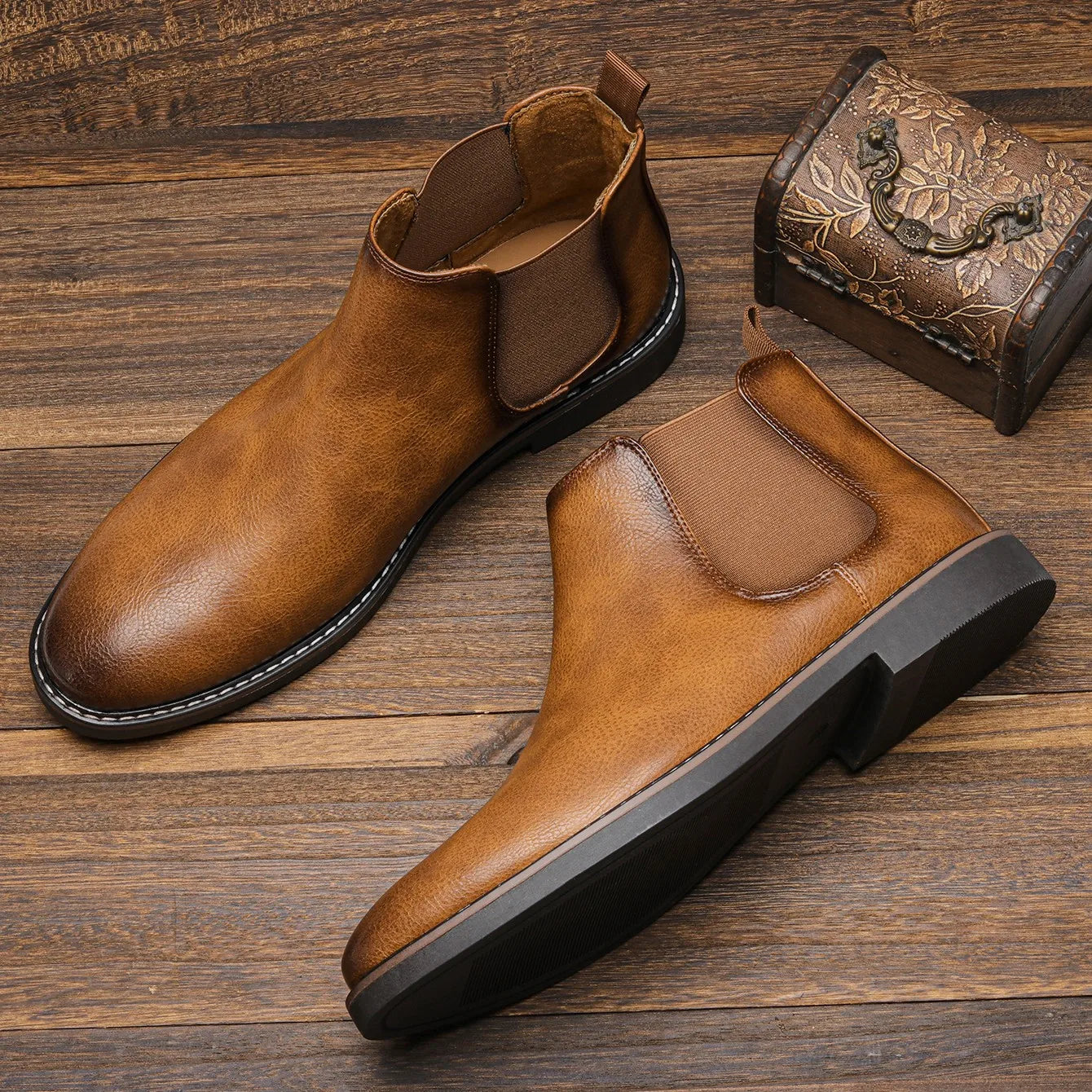 Men's Chelsea Ankle Boots – Pull Tab Slip On Smart Casual Dress Boot