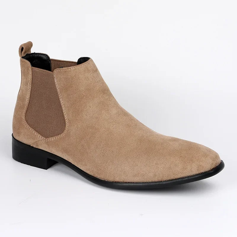 Men's Chelsea Ankle Boots – Slip-On Elastic Panel Low Heel Casual