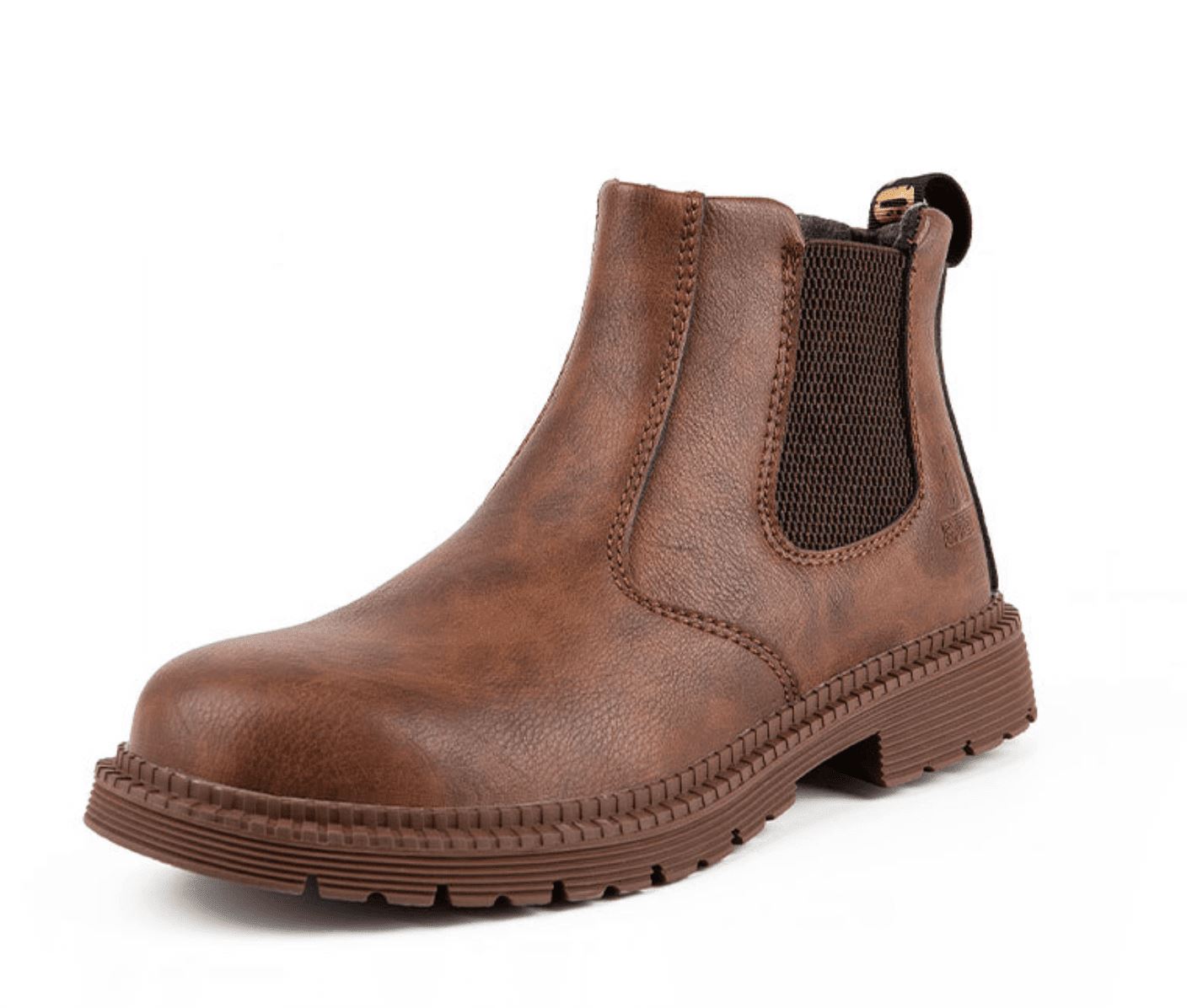 Men's Chelsea Slip On Work Boots – Elastic Side Panel Lug Sole Outdoor