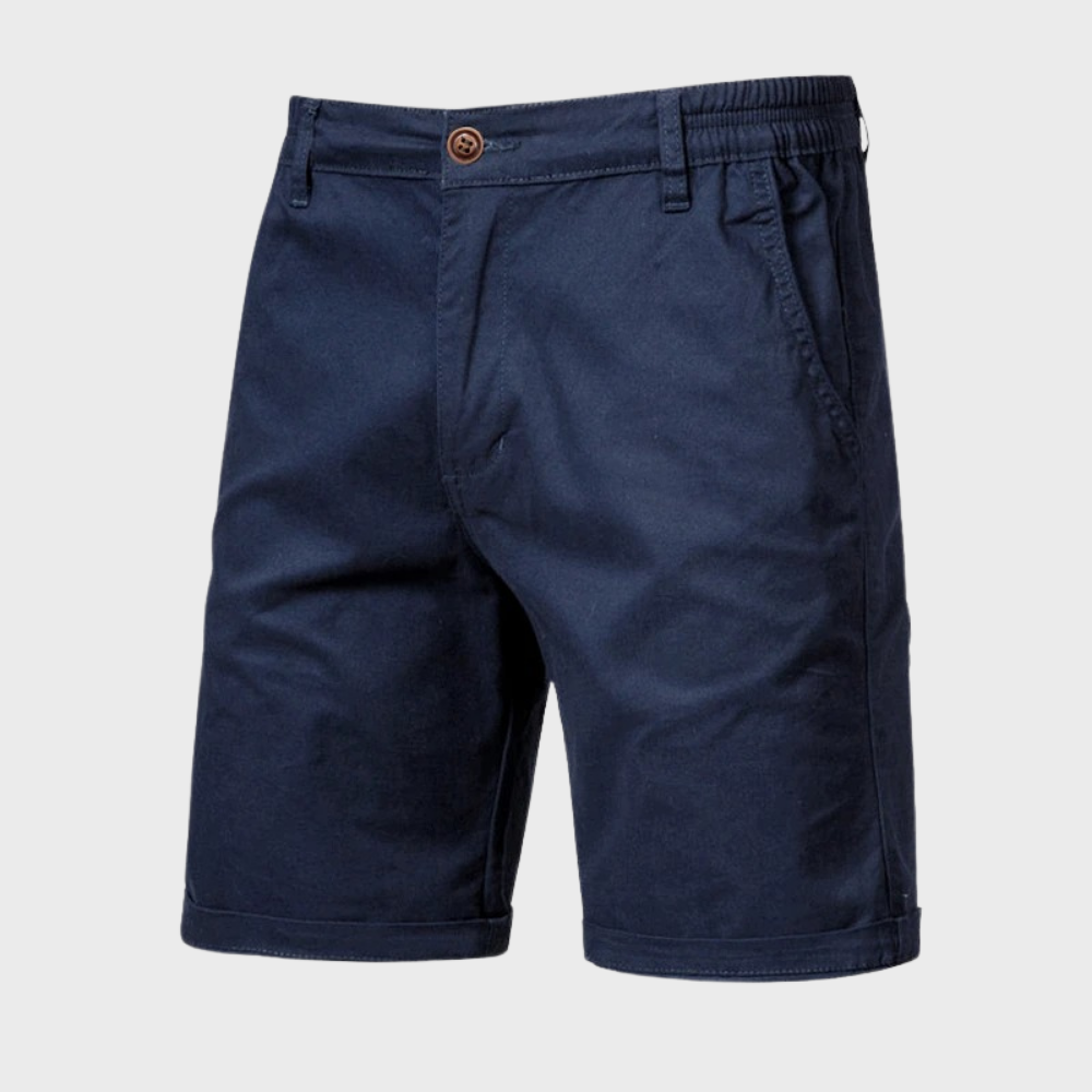Men's Chino Shorts – Pull On Button Fly Back Pocket Mid Length Casual