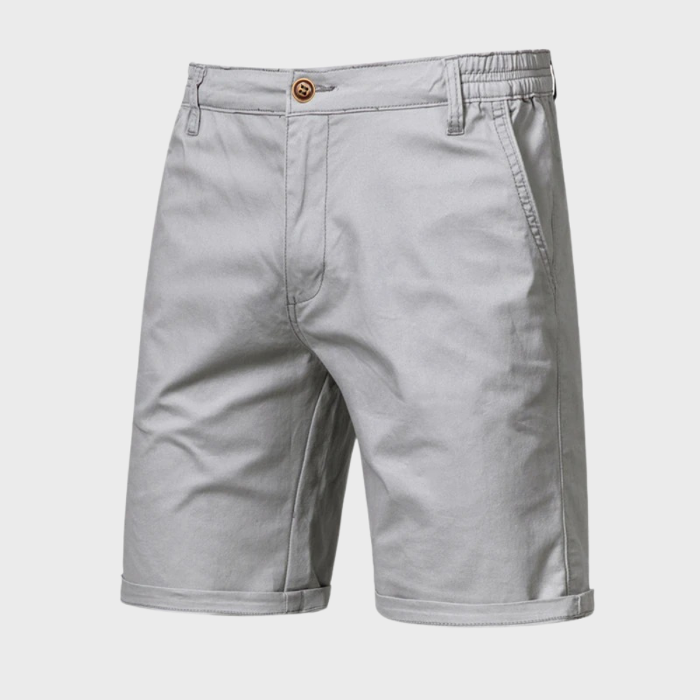Men's Chino Shorts – Pull On Button Fly Back Pocket Mid Length Casual