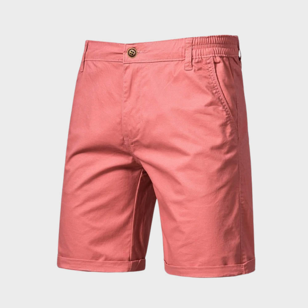 Men's Chino Shorts – Pull On Button Fly Back Pocket Mid Length Casual