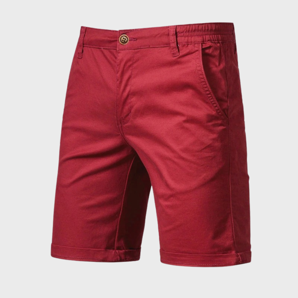 Men's Chino Shorts – Pull On Button Fly Back Pocket Mid Length Casual