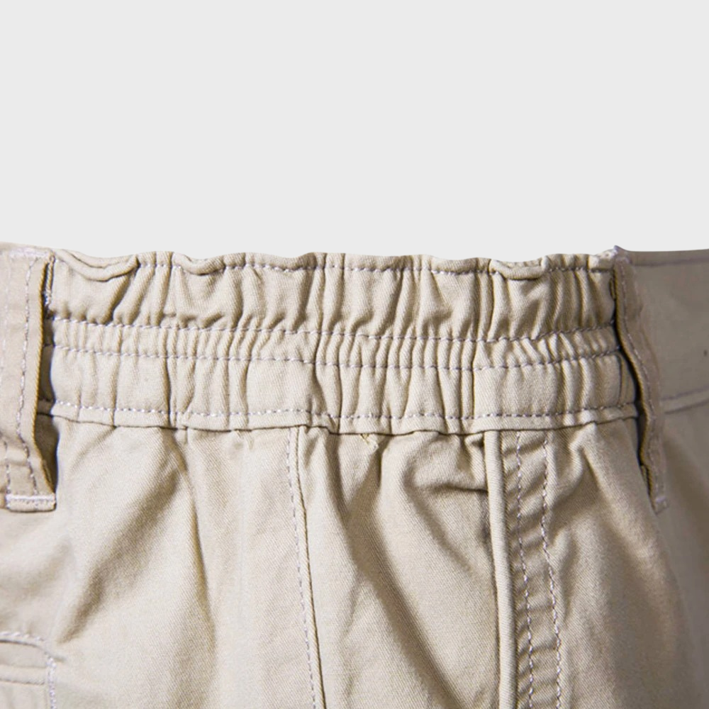 Men's Chino Shorts – Pull On Button Fly Back Pocket Mid Length Casual