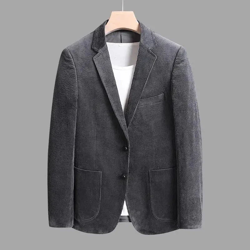 Men's Corduroy Blazer – Notch Lapel Two Button Patch Pocket Smart Casual