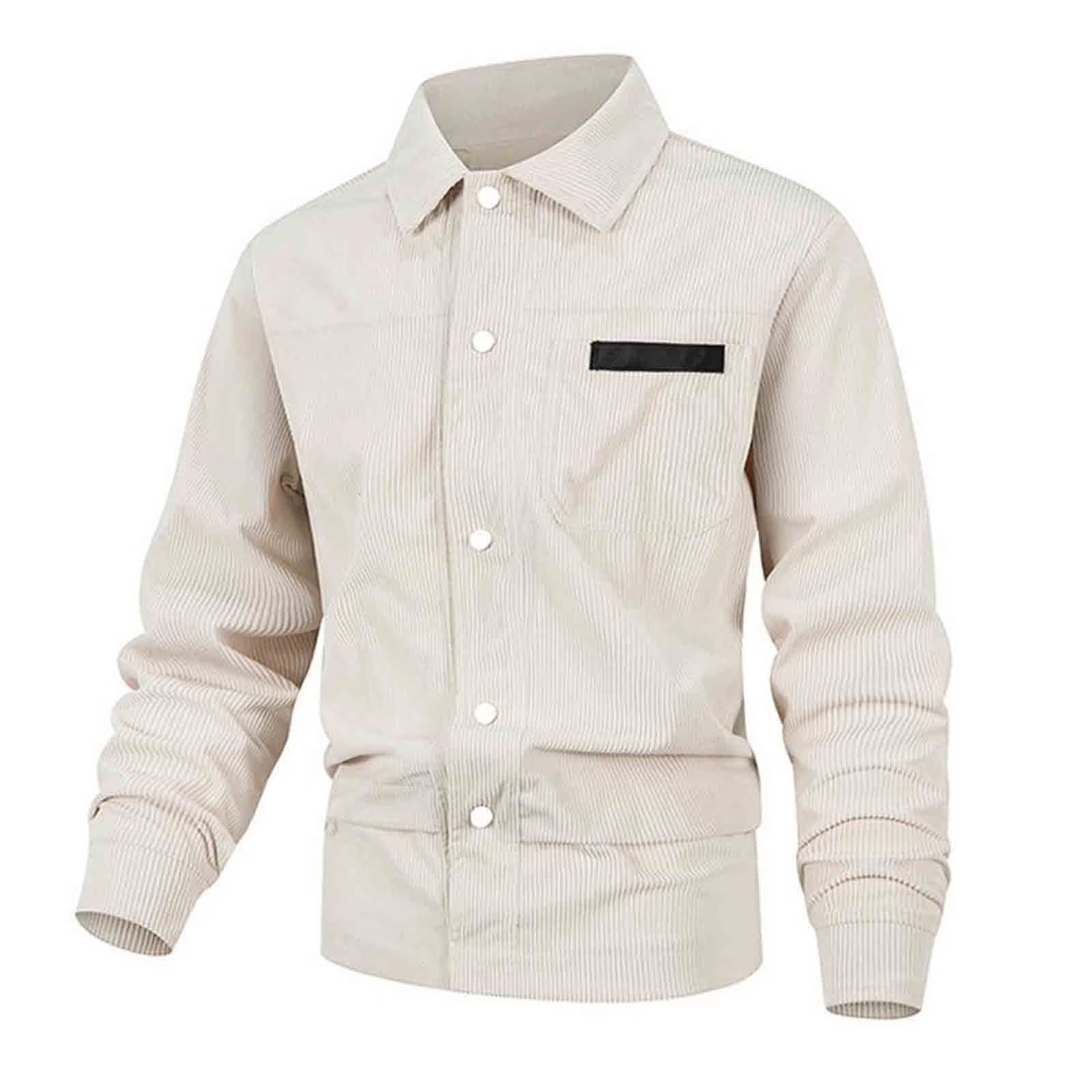 Men's Corduroy Solid Shacket – Snap Button Chest Pocket Casual Wear