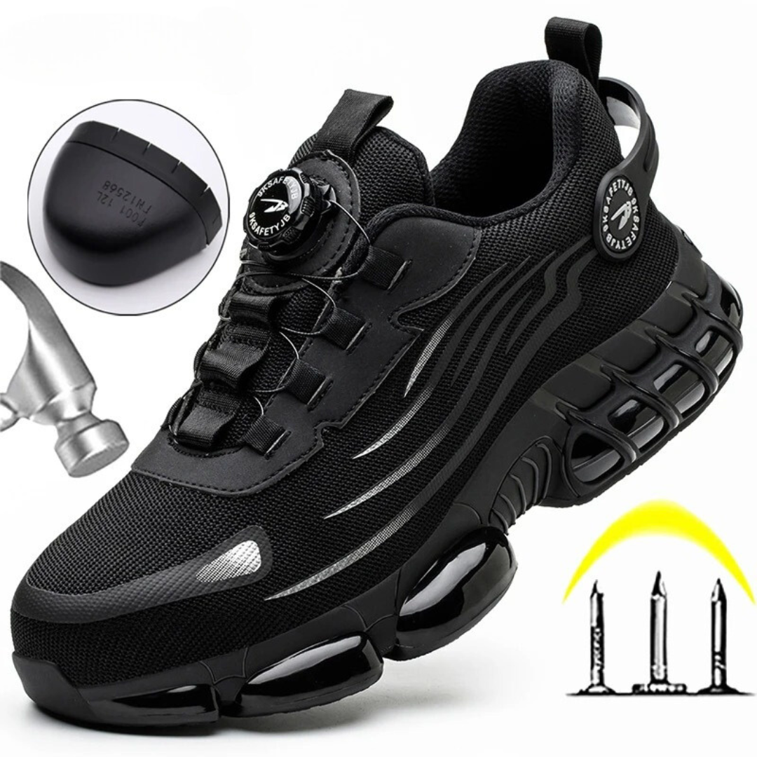 Men's Dial Lace Slip Resistant Work Sneakers – Mesh Upper Chunky Sole