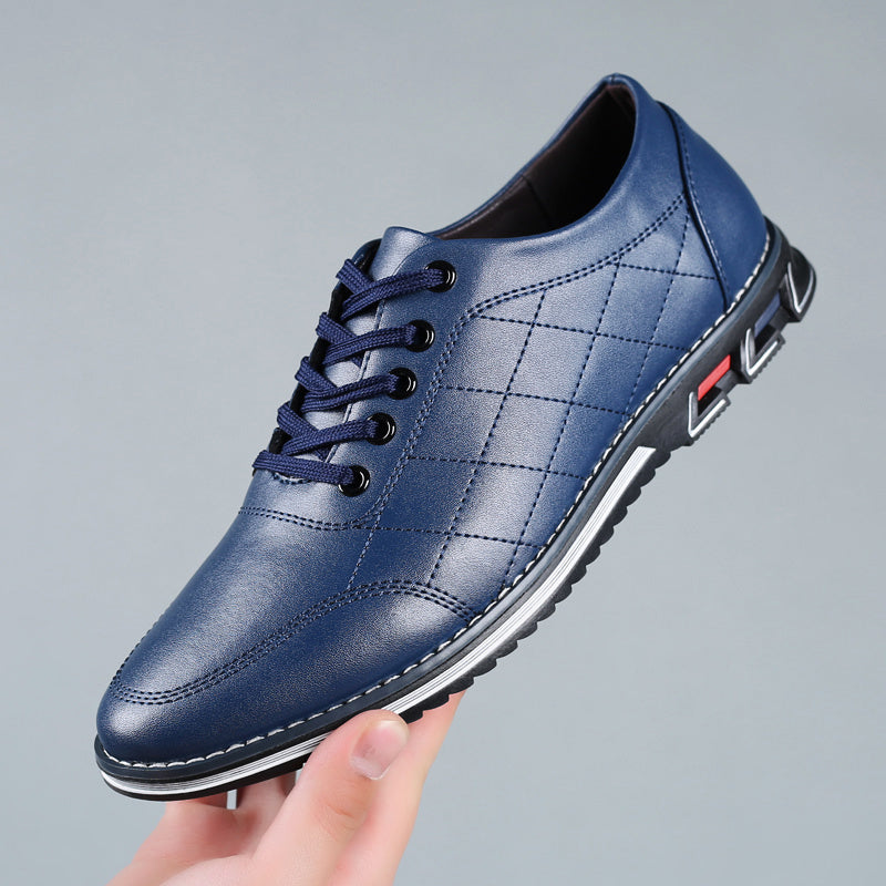 Men's Diamond Quilted Lace Up Oxford Shoes – Round Toe Casual Smart Dress