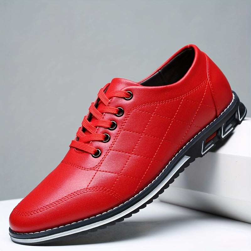 Men's Diamond Quilted Lace Up Oxford Shoes – Round Toe Casual Smart Dress