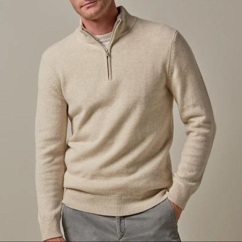 Men's Half-Zip Stand Collar Pullover Sweater – Long Sleeve Casual Layer