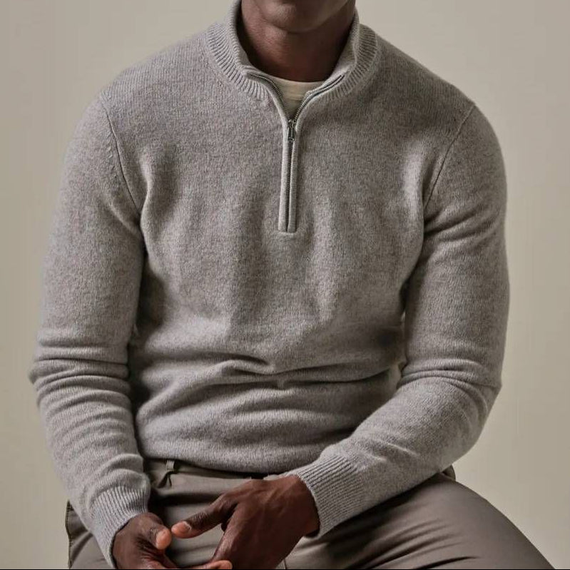 Men's Half-Zip Stand Collar Pullover Sweater – Long Sleeve Casual Layer