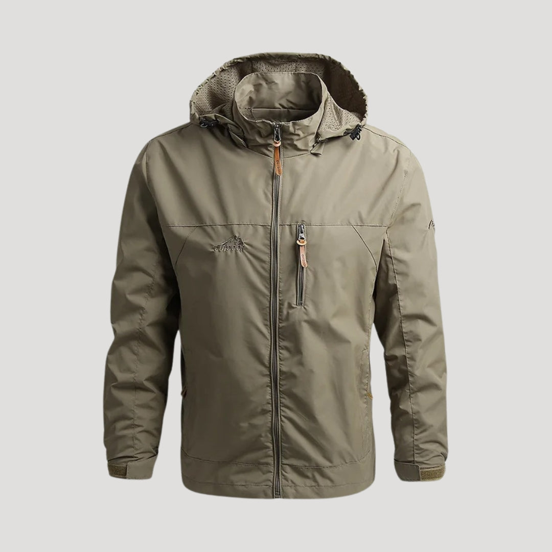 Men's Hooded Windbreaker Jacket – Full Zip Fleece Lined Multi Pocket Outdoor