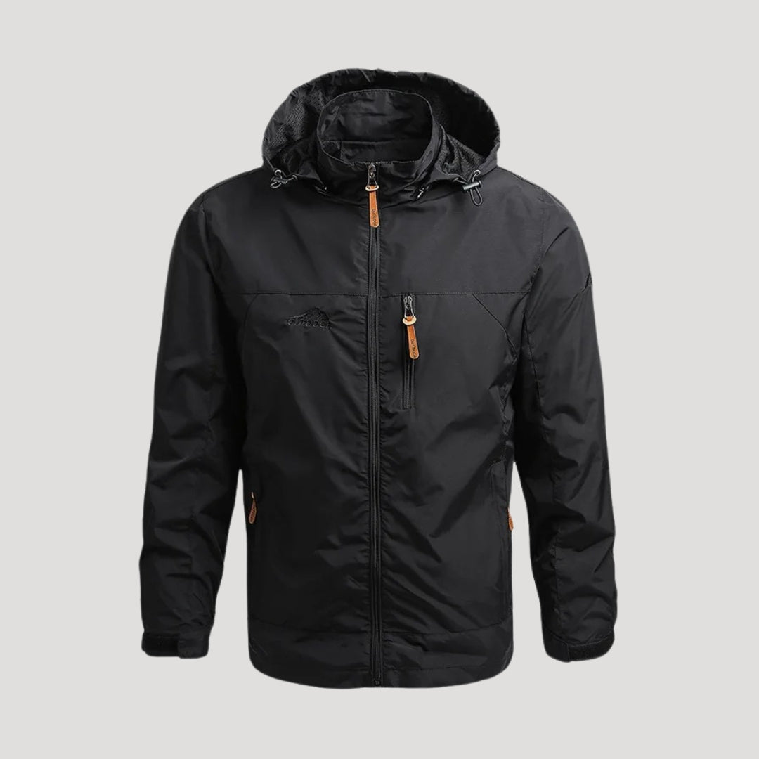 Men's Hooded Windbreaker Jacket – Full Zip Fleece Lined Multi Pocket Outdoor