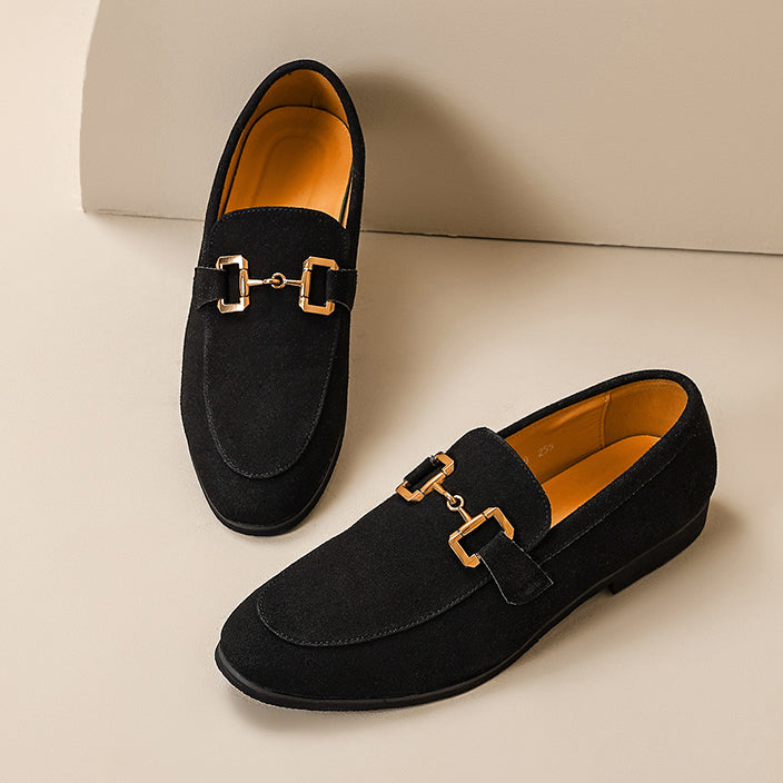 Men's Horsebit Slip-On Loafers – Round Toe Flat Heel Smart Casual Shoes