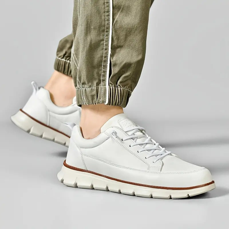 Men's Lace Up Low Top Casual Sneakers – Plain Moc Toe Chunky Sole Everyday