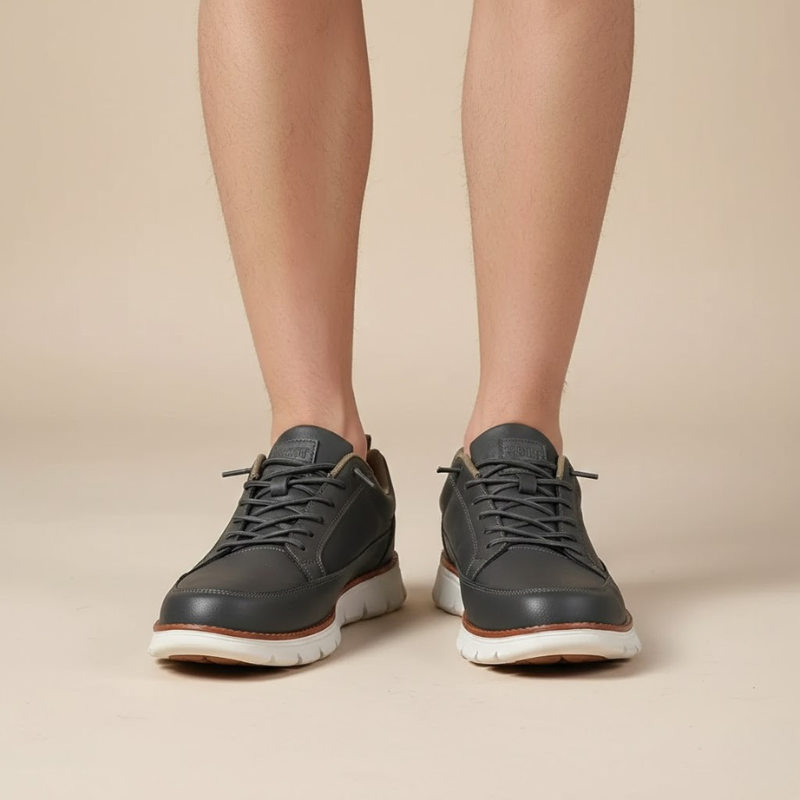Men's Lace Up Low Top Casual Sneakers – Plain Moc Toe Chunky Sole Everyday