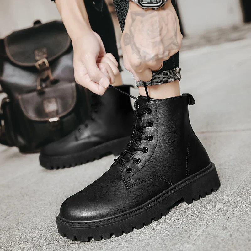 Men's Lace Up Round Toe Ankle Boots – Lug Sole Chunky Platform Casual