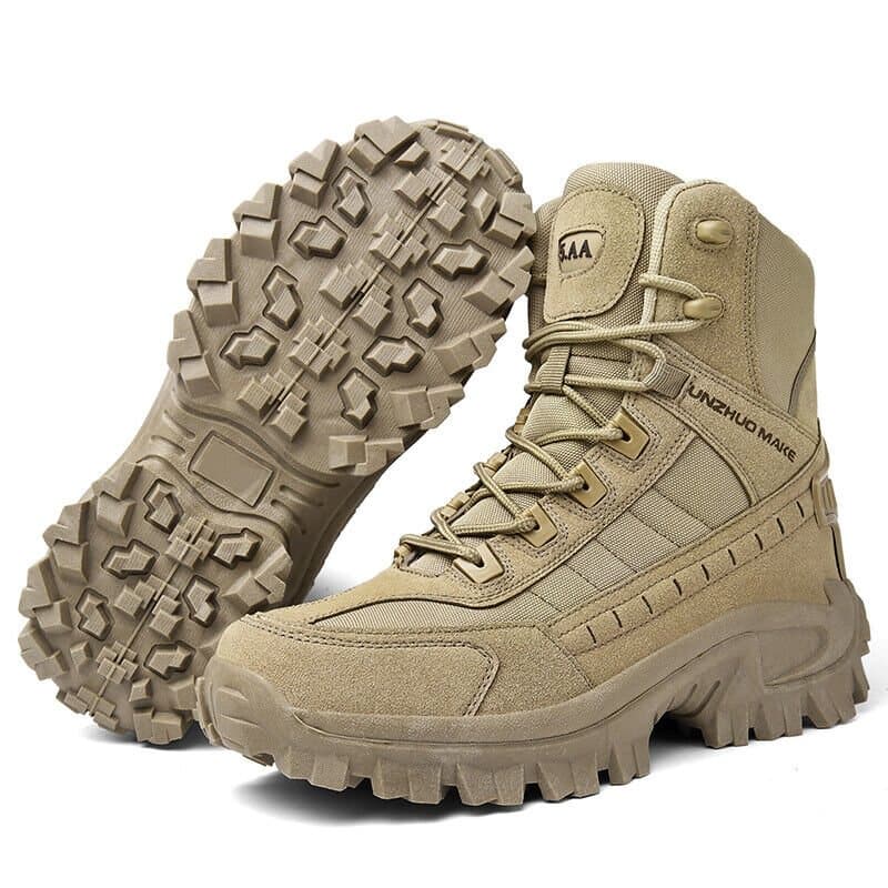 Men's Lace-Up Tactical Slip Resistant Work Boots – Side Zip Outdoor Hiking
