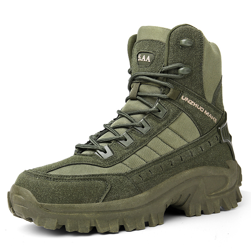Men's Lace-Up Tactical Slip Resistant Work Boots – Side Zip Outdoor Hiking
