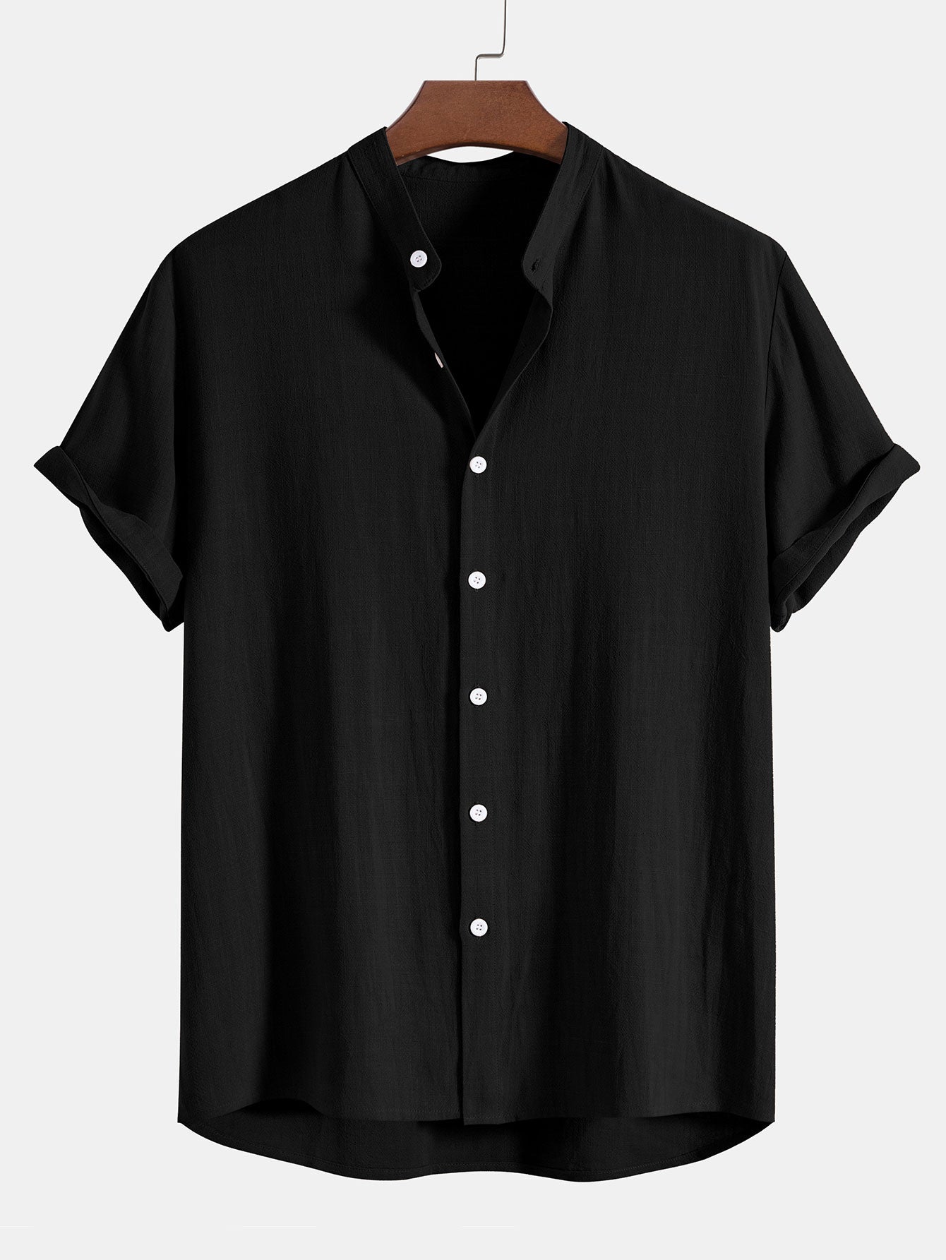 Men's Linen Two Piece Set – Short Sleeve Shirt Drawstring Trousers Summer Casual