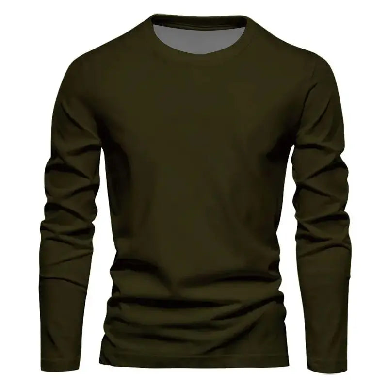 Men's Long Sleeve Crew Neck T-Shirt – Round Collar Plain Everyday Casual