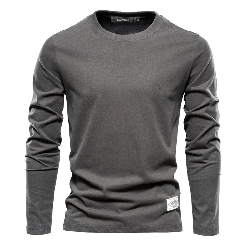 Men's Long Sleeve Crew Neck T-Shirt – Unprinted Woven Label Everyday