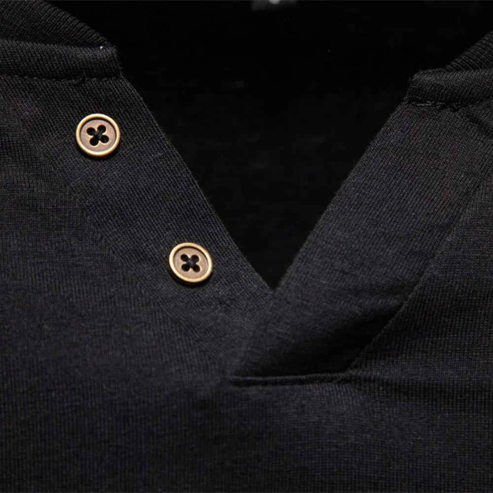Men's Long Sleeve Henley T-Shirt – Button V Neck Chest Pocket Everyday